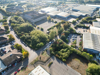 Aerial View of Nottingham City of East Midlands Region of England, United Kingdom. It Was Clean and Bright Sunny Day over UK