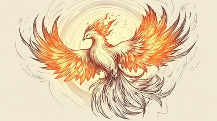 Obraz premium Mystical Phoenix with Fiery Wings Rising