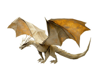 Fototapeta premium origami of a flying dragon on white background
