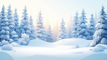 Fototapeta premium Tranquil Winter Landscape with Snowy Trees