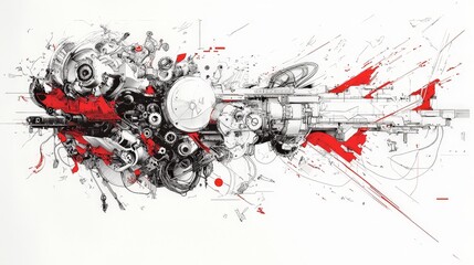 Black and White Line Drawing of Dynamic Animal Action