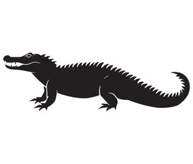 Naklejka premium Alligator silhouette vector illustration design, Silhouette of a crocodile, Alligator icon