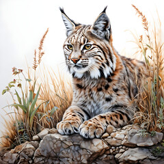 Obraz premium bobcat on a rock