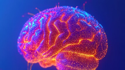 Fototapeta premium Abstract Human Brain with Glowing Neural Network - Artificial Intelligence, Technology, and Neuroscience Concept.