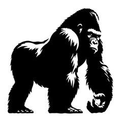 Obraz premium gorilla stencil art silhouette vector illustration , isolated on transparent background