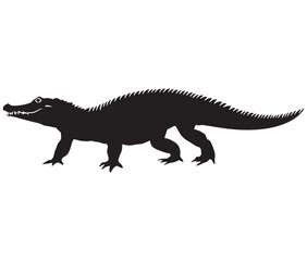 Fototapeta premium Alligator silhouette vector illustration design, Silhouette of a crocodile, Alligator icon