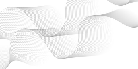 White wave curve lines banner background design. Abstract soft wave lines dynamic flowing gray light isolated background. Vector Illustration of the gray pattern of lines. Black stripes on white .	
