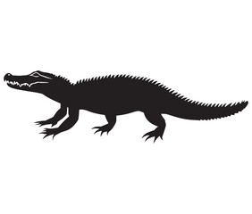 Fototapeta premium Alligator silhouette vector illustration design, Silhouette of a crocodile, Alligator icon