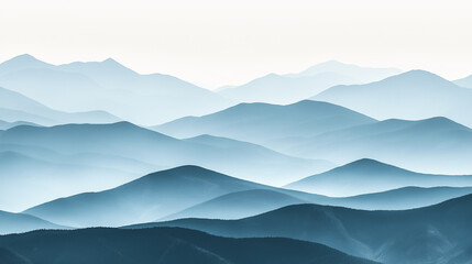 Minimalist Abstract Mountain Scene Gradient Tones Layered Ridges Charcoal Blue,Calming Peaceful Artwork Modern Space,Aesthetic,relax,visual,wall,art,office,secor,home,oriental,east,patter,dreamy