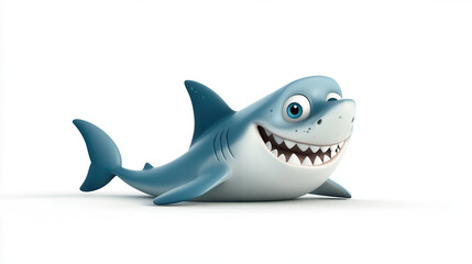 Happy cartoon shark illustration with playful expression, showcasing friendly demeanor and vibrant colors. Perfect for children content or aquatic themes