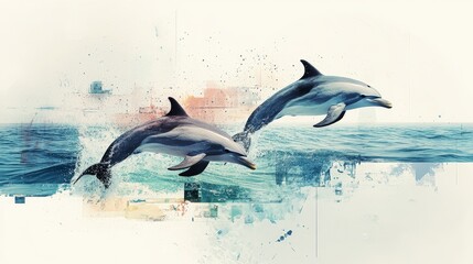 Dolphins Jumping Playfully Through the Ocean Waves