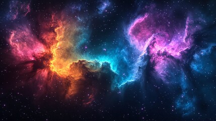Vivid Cosmic Nebula with Swirling Colors