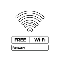free wifi icon. free Wi-Fi printable sticker for cafe, shop, restaurant line art whit background