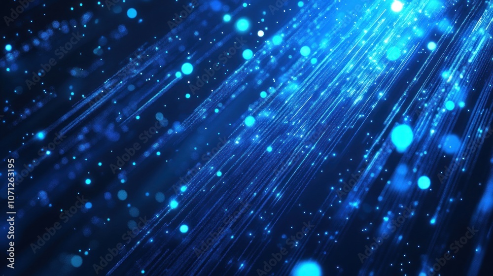 Poster abstract blue background with glowing lines and bokeh effect creating a futuristic atmosphere design