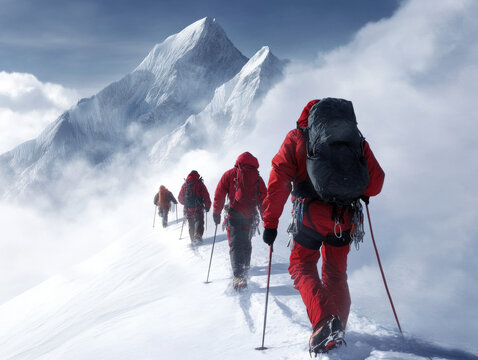 Adventurers Conquer the Majestic Snow-Capped Peaks: A Journey Through the Mountains