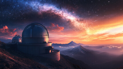 Majestic Mountain Observatory Under a Starry Sky: Exploring Celestial Wonders