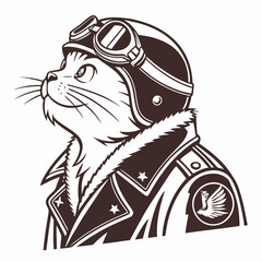 black and cartoon illustration of a person bull dog airplane pilot