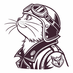 black and cartoon illustration of a person bull dog airplane pilot