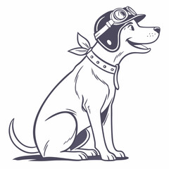 black and cartoon illustration of a person bull dog airplane pilot