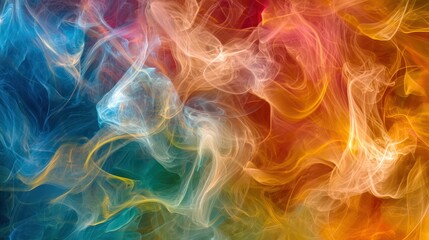Fototapeta premium Multiple colors of smoke swirling and mixing in a dramatic, abstract pattern.