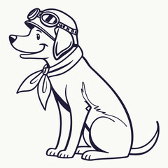 black and cartoon illustration of a person bull dog airplane pilot