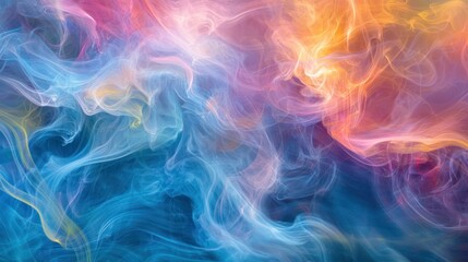 Fototapeta premium Multiple colors of smoke swirling and mixing in a dramatic, abstract pattern.