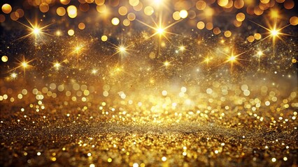 A luminous spectacle of golden glitter and sparkling stars, creating an ethereal and festive backdrop