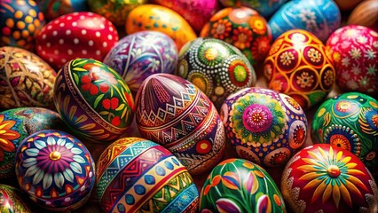 Vibrant and Colorful Easter Eggs for Spring Advertising Campaigns &ndash; Perfectly Photographed with No Background for Versatile Product Marketing Use