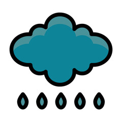 Rainy Icon in Color Lineal Color. Flat Outline Style