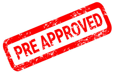 Pre approved red rubber stamp on white background. Pre approved stamp sign. Pre approved stamp. Pre approved stamp sign.