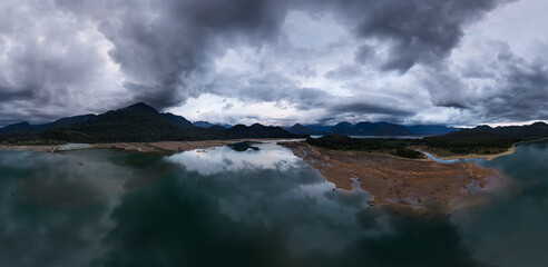 Dramatic Cloudy Landscape Over Mountain Lake in Mission BC