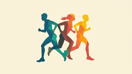 Obraz premium Silhouettes of Runners in a Dynamic Composition