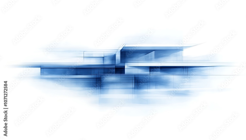 Aufkleber Abstract blue design featuring layered shapes and blurred lines, conveying a sense of motion and modernity.
