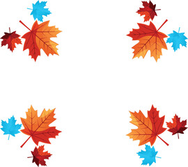 Set of maple leaves icons isolated on white background. Bright autumn red maple leaf, black silhouette and outline. Vector illustration.