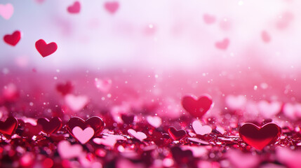beautiful scene of floating red hearts creating romantic atmosphere, perfect for celebrations of love and affection