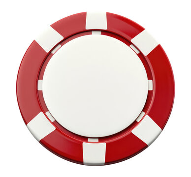 Red pocker chip isolated on transparent background