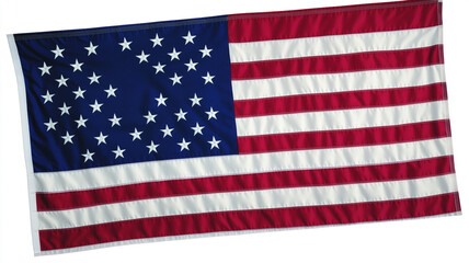 Obraz premium United States flag waving under bright sunlight in a clear blue sky
