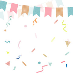 Birthday party png background, colorful ribbons, festive design