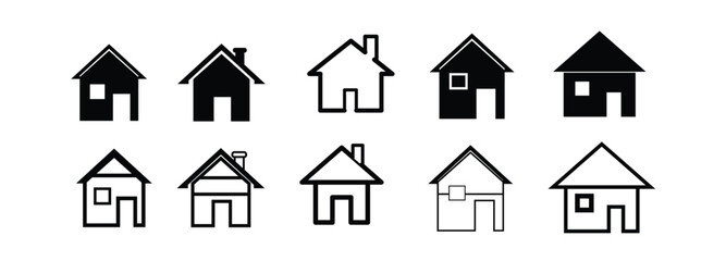 Home button icon Collections. set of Building, home icons. House symbol. Web home icons for apps and websites. Home page icons.