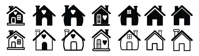 House symbol. House set icon. Web home icon set for websites and apps. Simple house symbol. Flat real estate sign. 