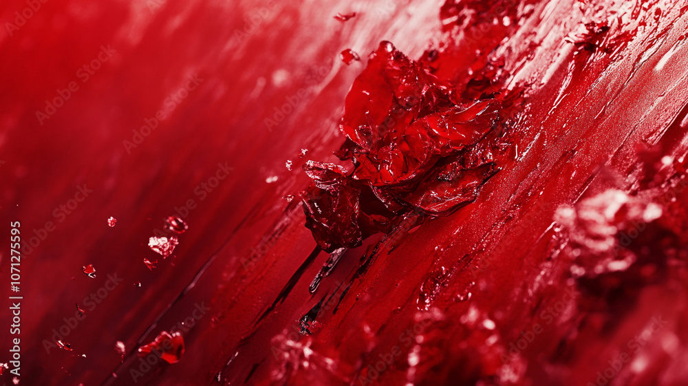 Poster vibrant red texture with abstract layers and sharp edges illuminated by soft light