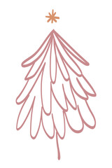 Cute Christmas tree sticker png transparent, hand drawn doodle in pink