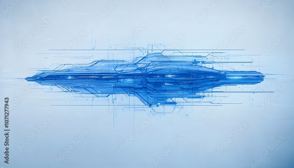 Aufkleber abstract digital artwork featuring a sleek, fluid blue shape with dynamic lines, evoking a sense of 