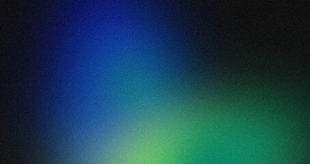 Abstract color gradient dark grainy gradient backdrop design. Blue green black color flow noisy gradient, Vibrant, bright, glowing, shine, noise texture, backdrop
