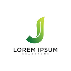 Fototapeta premium Abstract initial letter J and leaf logo design. Premium Vector