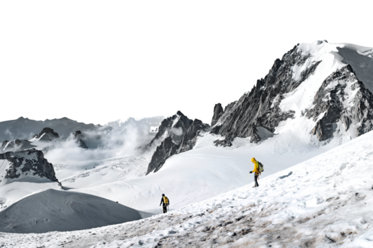PNG Winter hiking, snowy mountains border, transparent background - Powered by Adobe