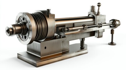 Fototapeta premium Precision Engineering: A detailed 3D render of an intricate industrial machine, showcasing its robust construction and complex mechanisms.