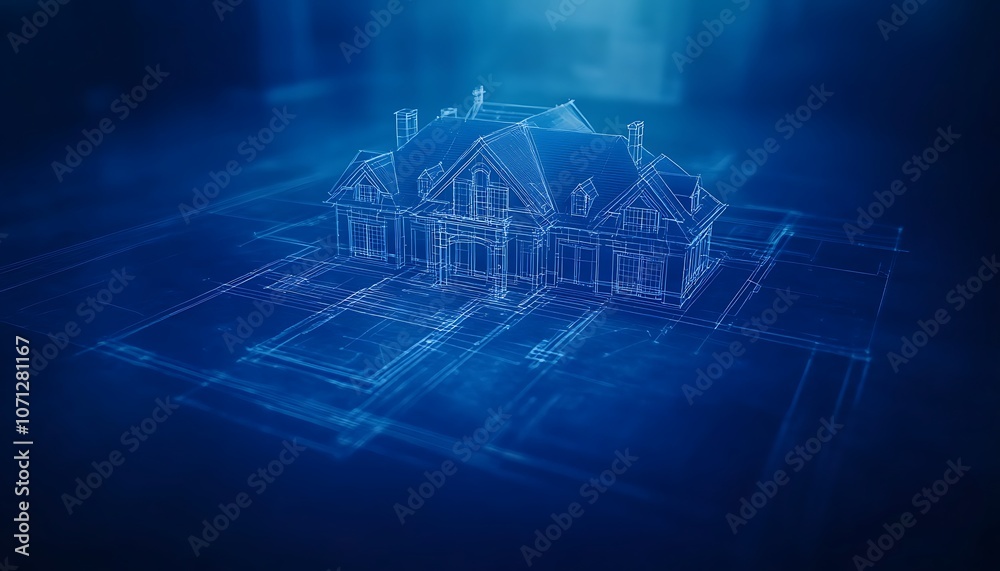 Leinwandbilder a futuristic digital cityscape illuminated in blue, showcasing a network of glowing structures repre