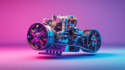 Fototapeta premium A stylized, futuristic engine showcasing intricate mechanical components and design.