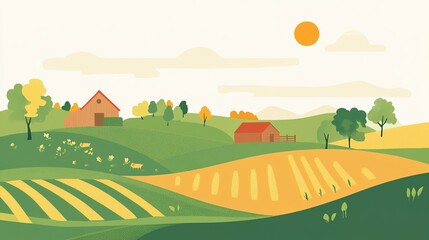 Naklejka premium Modern Organic Farm Logo with Fresh and Minimalist Aesthetic, Featuring Natural Elements and Simple Design for Sustainable Agriculture